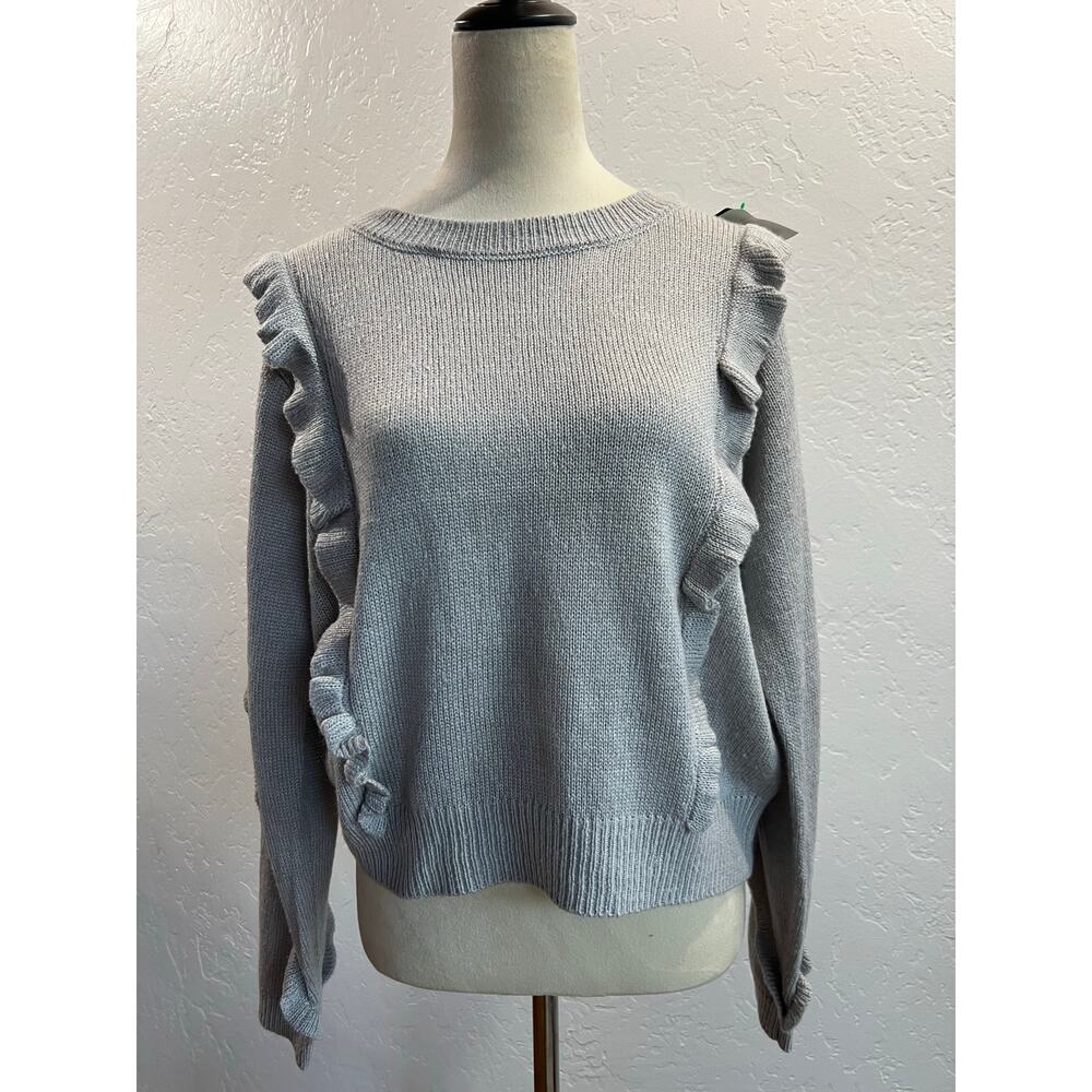 BCBG Generation Grey Ruffle Sweater Women’s Large NWT
